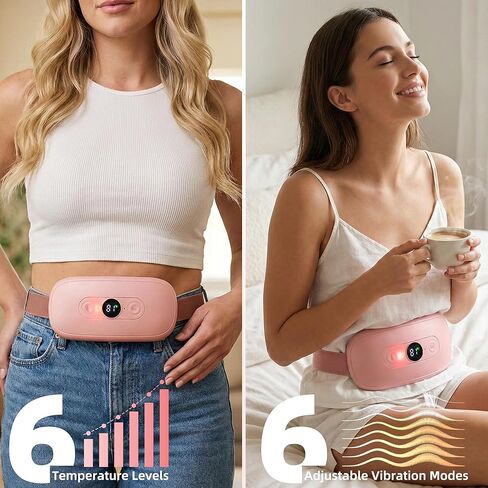 Portable Heating Pad for Period Cramps, Cordless Menstrual Heating Pad for Women with 6 Heat & 6 Massage Modes, Rechargeable for Cramps Relief, Mothers Day Gifts for Mom Wife Girlfriend, Pink in Kuwait