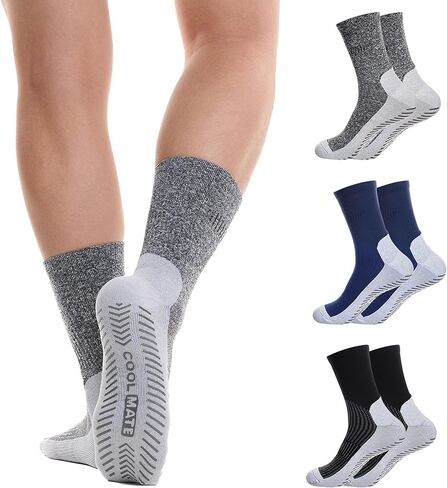 Mens Grip Socks Non Slip Size 6-14, Anti Slip Pilates Yoga Socks for Men with Grips in Saudi Arabia