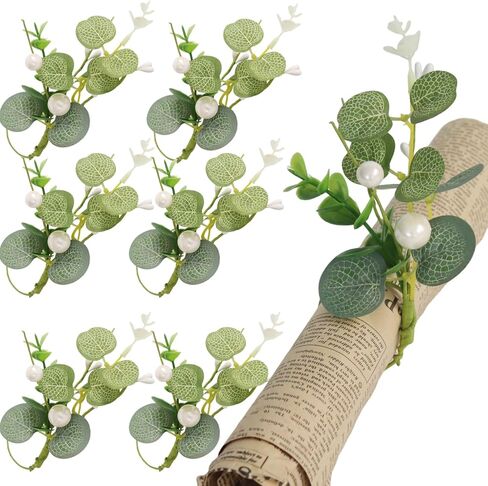 Spring Napkin Rings Set of 6,Valentine's Day Wreath Napkin Holder,Green Artificial Flower Holiday Napkin Rings for Dinning Home Table Decorations Party Supplies in Kuwait