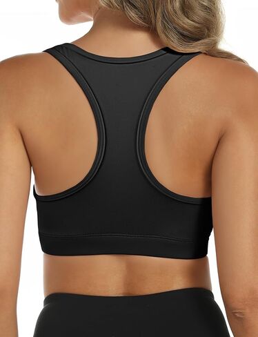 Womens Seamless Ribbed Longline High Neck Sports Bra - Racerback Padded Slim Fit Crop Tank Top with Built in Bra White in Saudi Arabia
