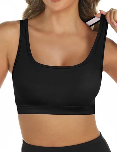 Womens Seamless Ribbed Longline High Neck Sports Bra - Racerback Padded Slim Fit Crop Tank Top with Built in Bra White in Saudi Arabia