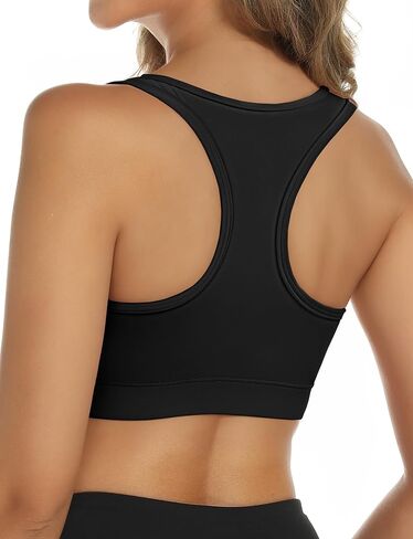 Womens Seamless Ribbed Longline High Neck Sports Bra - Racerback Padded Slim Fit Crop Tank Top with Built in Bra White in Saudi Arabia