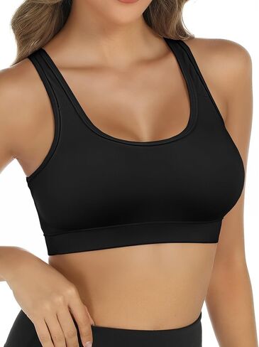 Womens Seamless Ribbed Longline High Neck Sports Bra - Racerback Padded Slim Fit Crop Tank Top with Built in Bra White in Saudi Arabia