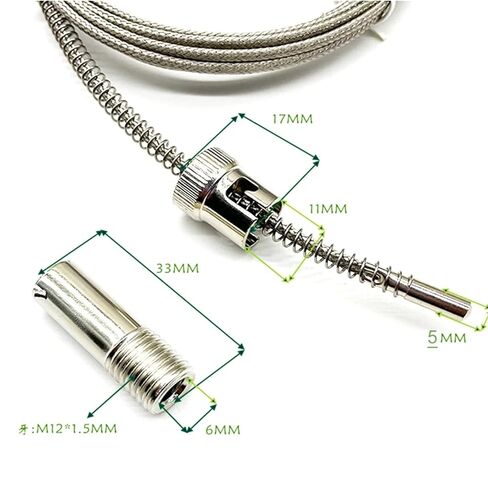 الحرارية K/E 1-5M ضغط الربيع سلك محمي M12 استشعار درجة الحرارة للتحكم 1 قطعة (K 1M) in Saudi Arabia