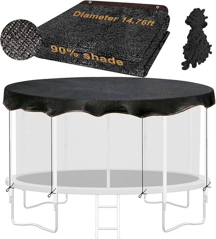 Trampoline Shade Cover, 14 FT Sun Shade Cover Round 90% Sunblock Shade Cloth w/98FT Tie Rope, Sun Protection Trampoline Canopy for Outdoor Backyard Playground Accessories(Tent Only) in Saudi Arabia