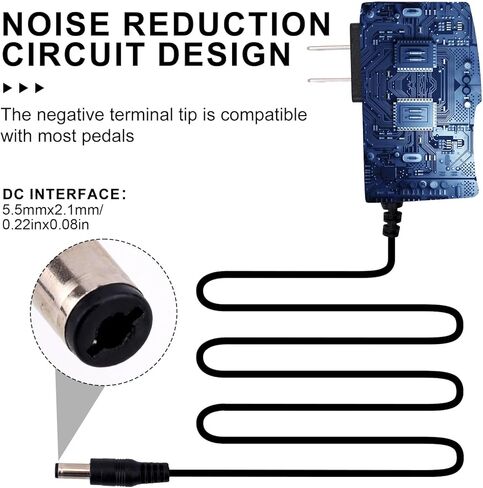 Guitar Effects Power Adapter, 2m/6.6ft DC Cable for Keyboard Effects Pedal Board 9V DC Power Supply for BOSS PSA and More Devices Maximum Need 9V 1A (Tip Negative) in Saudi Arabia