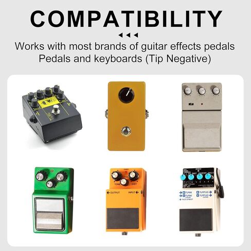 Guitar Effects Power Adapter, 2m/6.6ft DC Cable for Keyboard Effects Pedal Board 9V DC Power Supply for BOSS PSA and More Devices Maximum Need 9V 1A (Tip Negative) in Saudi Arabia