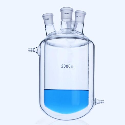 250 500 1000 مل 4 رقاب زجاجة مفاعل زجاجي مزدوج الطبقة قارورة مختبر الأواني الزجاجية تجربة (1000 مل 24-24-24-24) in Kuwait