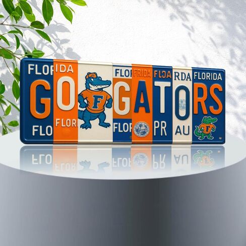 علامة لوحة ترخيص Florida Gators Go Gators - لوحة فنية جدارية معدنية مقاس 16 × 6 بوصة من الألومنيوم - برتقالي أزرق - ديكور غرفة النوم في كهف مروحة SEC UF - مقاومة للأشعة فوق البنفسجية جاهزة للتعليق على جدار الكلية in Saudi Arabia