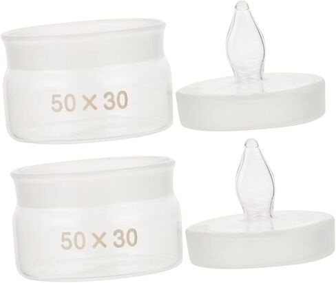 Healifty 2pcs Laboratory Glass Weighing Bottles with Lids 50x30mm Low and Tall Form Borosilicate Sampling Jars with Simple Glass Weighing Holder for Scientific Experiments in Saudi Arabia