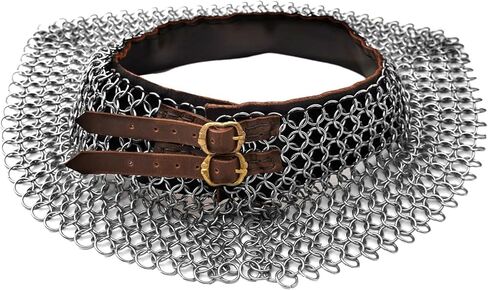 سيد المعارك طوق Chainmail درع الرقبة في العصور الوسطى - 10 مم 16 جرام حلقات بزبدة من الفولاذ الطري طوق Maille لحماية الرقبة in Saudi Arabia