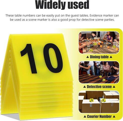 أرقام طاولة أكريليك IMIKEYA 1-10 أصفر: مجموعة من 10 علامات أرقام طاولة المطاعم مزدوجة الجوانب على شكل خيمة لحفلات الزفاف والمناسبات والولائم in Kuwait