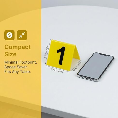 أرقام طاولة أكريليك IMIKEYA 1-10 أصفر: مجموعة من 10 علامات أرقام طاولة المطاعم مزدوجة الجوانب على شكل خيمة لحفلات الزفاف والمناسبات والولائم in Kuwait