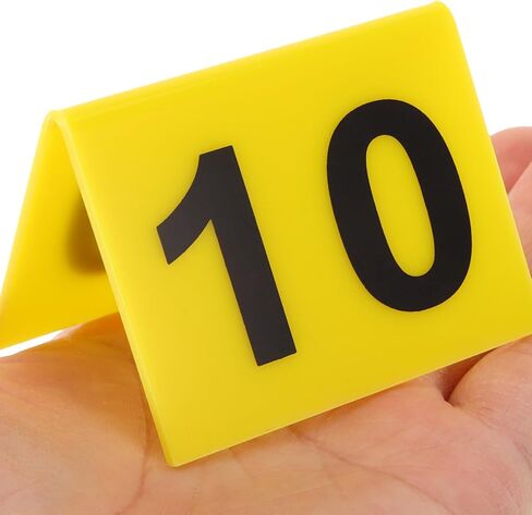 أرقام طاولة أكريليك IMIKEYA 1-10 أصفر: مجموعة من 10 علامات أرقام طاولة المطاعم مزدوجة الجوانب على شكل خيمة لحفلات الزفاف والمناسبات والولائم in Kuwait