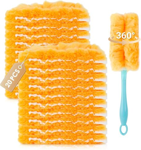20 Count Compatible with Swiffer Heavy Duty Duster Refills, Unscented 360° Disposable Duster Microfiber Pads for Cleaning Home, Electronics, Blinds, Ceiling Fans, Furniture (Duster Refill Only) in Saudi Arabia
