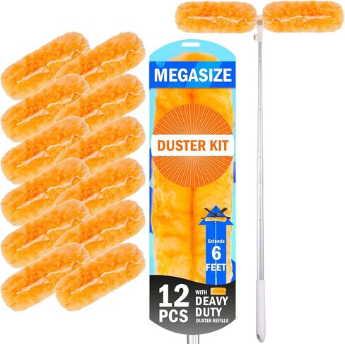 20 Count Compatible with Swiffer Heavy Duty Duster Refills, Unscented 360° Disposable Duster Microfiber Pads for Cleaning Home, Electronics, Blinds, Ceiling Fans, Furniture (Duster Refill Only) in Saudi Arabia