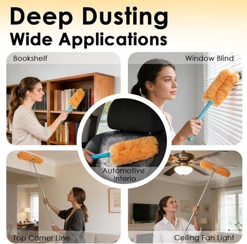 20 Count Compatible with Swiffer Heavy Duty Duster Refills, Unscented 360° Disposable Duster Microfiber Pads for Cleaning Home, Electronics, Blinds, Ceiling Fans, Furniture (Duster Refill Only) in Saudi Arabia