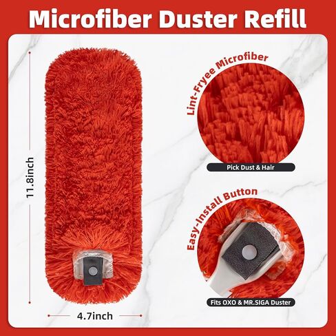 Reusable Microfiber Duster Refills Compatible with MR.SIGA & OXO Dusters – Washable Duster Replacement Heads for Scratch-Free Dust and Hair Cleaning (Included Microfiber Cleaning Cloth & Laundry Bag) in Kuwait