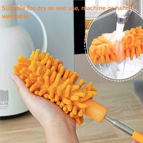 Microfiber Duster with Extendable Pole – Hand Washable & Detachable Cleaning Tool with Replaceable Heads for Home, Car, Office, Furniture & Ceiling Fans in Saudi Arabia
