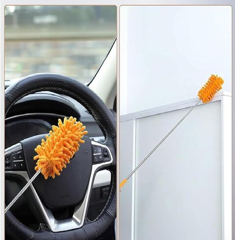 Microfiber Duster with Extendable Pole – Hand Washable & Detachable Cleaning Tool with Replaceable Heads for Home, Car, Office, Furniture & Ceiling Fans in Saudi Arabia