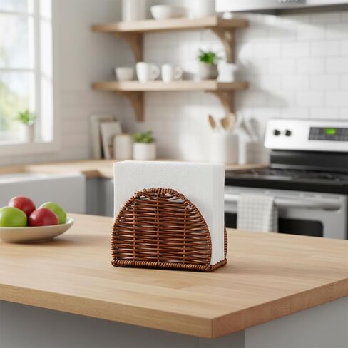 حامل مناديل الروطان للطاولة، موزع مناديل الكوكتيل لتناول الطعام للحفلات، ديكور طاولة المطبخ، 6.1 بوصة طول × 2.36 بوصة عرض × 4.13 بوصة ارتفاع in Kuwait