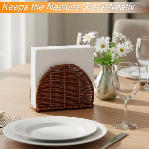 حامل مناديل الروطان للطاولة، موزع مناديل الكوكتيل لتناول الطعام للحفلات، ديكور طاولة المطبخ، 6.1 بوصة طول × 2.36 بوصة عرض × 4.13 بوصة ارتفاع in Kuwait