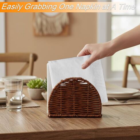 حامل مناديل الروطان للطاولة، موزع مناديل الكوكتيل لتناول الطعام للحفلات، ديكور طاولة المطبخ، 6.1 بوصة طول × 2.36 بوصة عرض × 4.13 بوصة ارتفاع in Kuwait