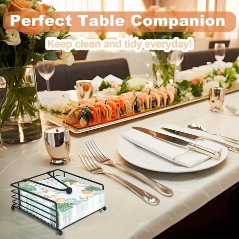 Napkin Holder for Table, Modern Metal Black Napkin Holders for Kitchen Dining Tables & Countertops, Paper Cocktail Napkins Holder Dispenser for Home Countertop, Restaurant in Saudi Arabia