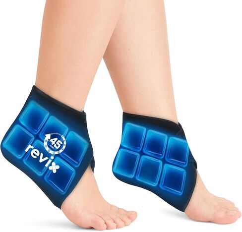 REVIX Ankle Ice Pack Wrap for Plantar Fasciitis with 45-Min Long Lasting Cold, Reusable Foot Ice Pack with Ice Grid Design, Cold Compress Therapy for Achilles Tendonitis, Swelling & Sprained Ankle in Saudi Arabia