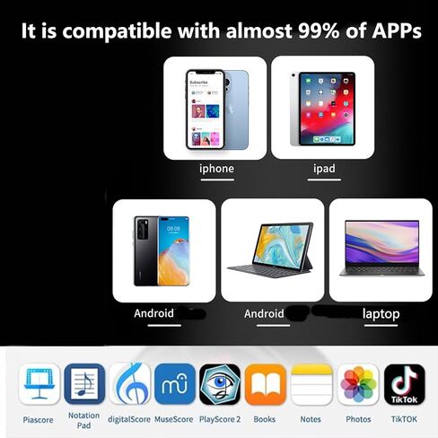 Mini Wireless Page Turner Pedal, Bluetooth Page Turner, Portable Smart Bluetooth Music Foot Pedal, Hand Free Sheet Music Reading Page Turns for iPad Tablet Android IOS Phones Music Scores E-books PPT in Kuwait