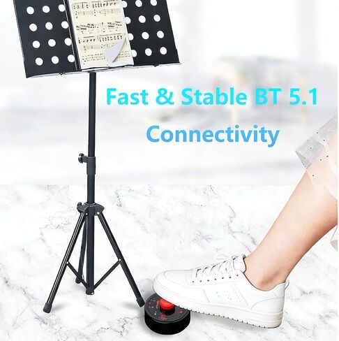 Wireless Page Turner Pedal, Bluetooth Page Turner, Portable Smart Bluetooth Music Foot Pedal, Hand Free Sheet Music Reading Page Turns for iPad Tablet Android IOS Phones Music Scores E-books PPT (Red) in Kuwait