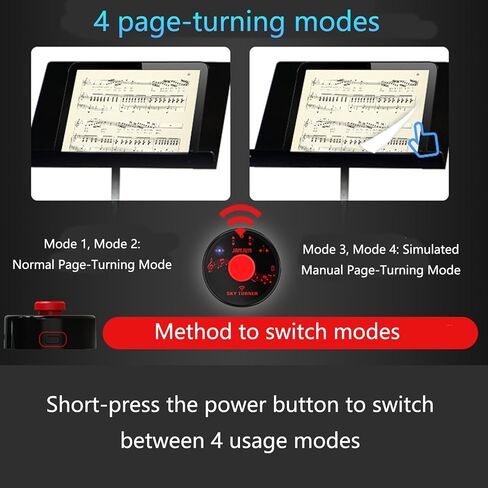 Wireless Page Turner Pedal, Bluetooth Page Turner, Portable Smart Bluetooth Music Foot Pedal, Hand Free Sheet Music Reading Page Turns for iPad Tablet Android IOS Phones Music Scores E-books PPT (Red) in Saudi Arabia