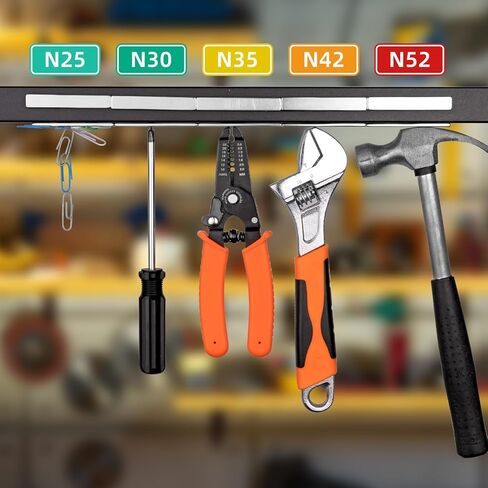 10 عبوات من مغناطيس شريط النيوديميوم القوي، 60 × 10 × 3 مم شريط مغناطيس أرضي نادر، مغناطيس مستطيل، مغناطيس نيوديميوم مع دعم لاصق مزدوج الجوانب للأماكن الخارجية والثلاجة والسبورة البيضاء-N30 in Kuwait