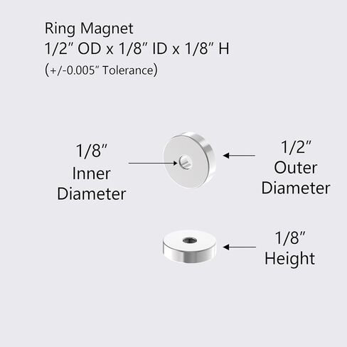 AlpysiaTech N52 Ring Magnets- 1/2" OD x 1/8" ID x 1/8" Thick - 40 Pack, Neodymium Magnet Ring, Round Rare Earth Magnet with Hole for Office, Home,Workshop,DIY Craft Projects Donut Magnets in Saudi Arabia