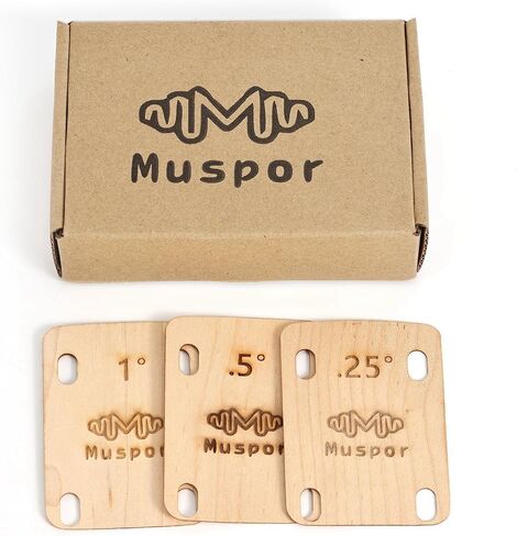 Set of 3 Guitar Neck Shims Shim Solid Maple Wooden, Shaped 0.25 0.5, 1 Degree in Kuwait