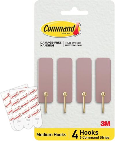 Command Medium Wire Hook, Latte, 4 Hooks, 6 Strips in Saudi Arabia