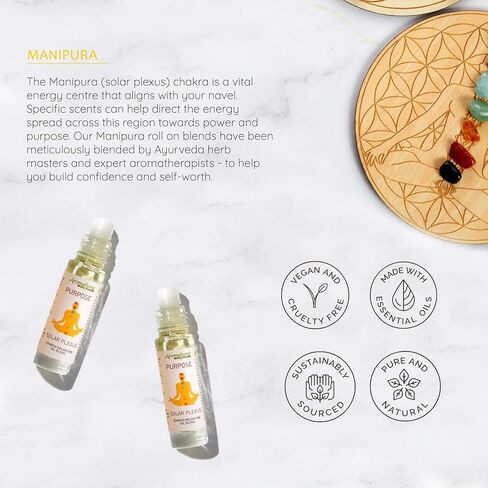 Solar Plexus Chakra Essential Oil Roll-On Blend by Aromafume | 10ml/0.33 fl oz | Manipura | Aromatherapy Oils for Chakra Balance | Lemongrass & Rosemary Extracts | Chakra Incense for Meditation, Yoga in Saudi Arabia