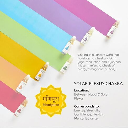 Solar Plexus Chakra Essential Oil Roll-On Blend by Aromafume | 10ml/0.33 fl oz | Manipura | Aromatherapy Oils for Chakra Balance | Lemongrass & Rosemary Extracts | Chakra Incense for Meditation, Yoga in Saudi Arabia