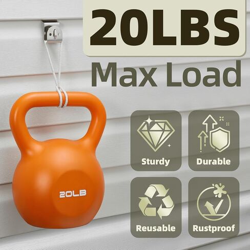 Vinyl Siding Hooks, 10-Pack Stainless Steel No Hole Vinyl Siding Clips, Holds up to 20lbs, Heavy Duty Siding Hooks for Hanging Outdoor, Double Clips for Wreaths, String Lights, Signs, Easter Decor in Kuwait