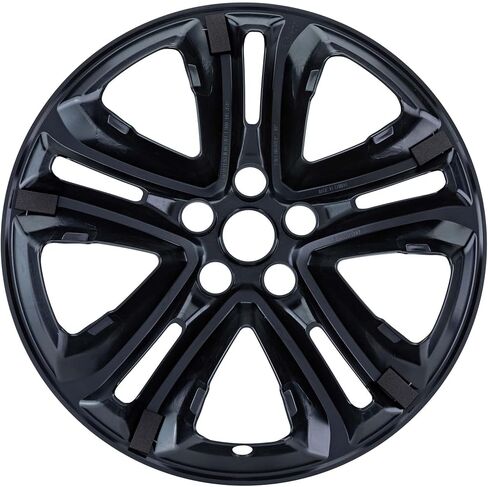 مجموعة جلد عجلة سوداء لامعة مقاس 18 بوصة مصنوعة لسيارة Ford Edge (2019-2020) | غطاء إطار من بلاستيك ABS المتين | يناسب مباشرة عجلة OEM in Kuwait