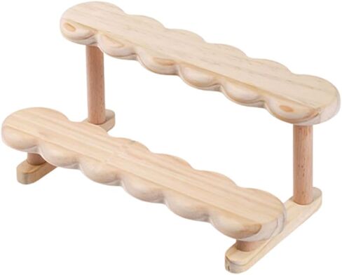 OULIGET Double Deck Wooden Display Riser Stand, Minifigures Doll Model Organizer Stand,Small Plant Perfume Jewelry Storage Rack for Desktop Window Sill Bar in Saudi Arabia