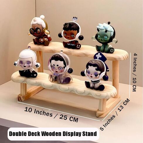 OULIGET Double Deck Wooden Display Riser Stand, Minifigures Doll Model Organizer Stand,Small Plant Perfume Jewelry Storage Rack for Desktop Window Sill Bar in Saudi Arabia