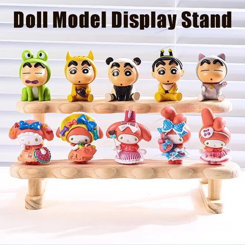 OULIGET Double Deck Wooden Display Riser Stand, Minifigures Doll Model Organizer Stand,Small Plant Perfume Jewelry Storage Rack for Desktop Window Sill Bar in Saudi Arabia