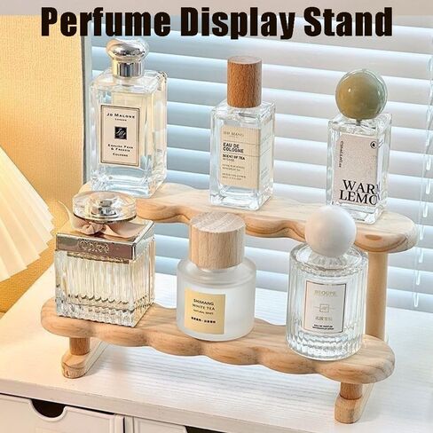 OULIGET Double Deck Wooden Display Riser Stand, Minifigures Doll Model Organizer Stand,Small Plant Perfume Jewelry Storage Rack for Desktop Window Sill Bar in Saudi Arabia