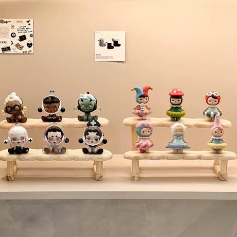 OULIGET Double Deck Wooden Display Riser Stand, Minifigures Doll Model Organizer Stand,Small Plant Perfume Jewelry Storage Rack for Desktop Window Sill Bar in Saudi Arabia