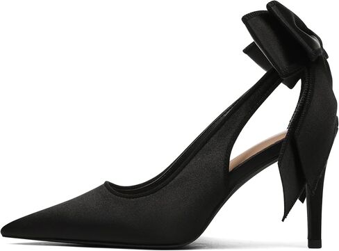 Mattiventon Slingback Heels for Women Pointed Closed Toe Stiletto Heels with Bow Tie Wedding Shoes for Bride Satin Prom Party Dress Pumps in Saudi Arabia