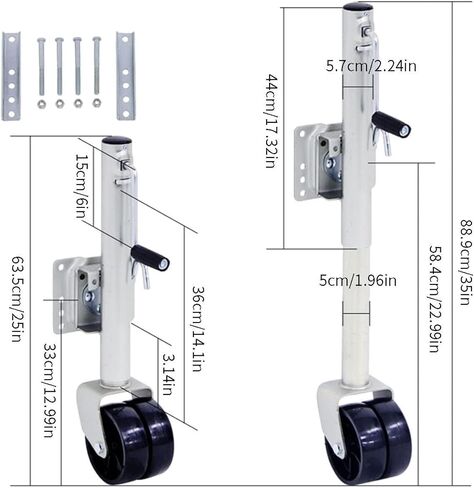 Heavy-Duty Bolt-On Swivel Jack - Boat Trailer Jack with Wheel, Swivel Jockey Wheel Trailer, Heavy Duty Caravan Trailer Wheel with 15Cm Double Wheels, 25.4Cm St,6in wheel/1500lb in Saudi Arabia