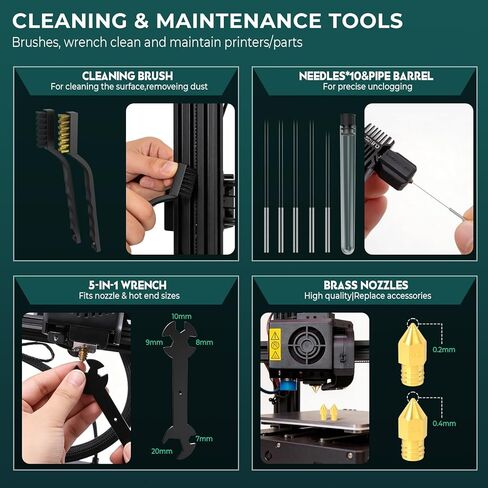 3D Printer Tools Kit, 45PCS 3D Printing Accessories for FDM/SLA Printer with Nozzle Cleaning Tools, Removal Scraper, Engraving Knife, Tweezers, Files, Brushes, Wire Cutter for Clean|Preprocess|Remove in Kuwait
