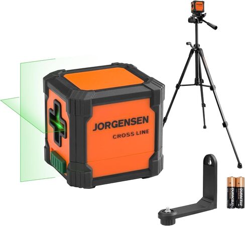 JORGENSEN Laser Level with Tripod, 65 FT Self Leveling Cross Line Laser Leveler Tool with 360° Magnetic Base, Green Laser Level for Picture Hanging, Home Renovation, Indoor Project in Kuwait