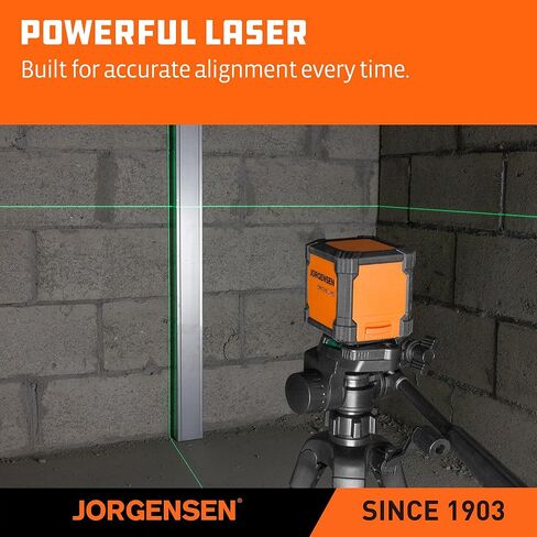 JORGENSEN Laser Level with Tripod, 65 FT Self Leveling Cross Line Laser Leveler Tool with 360° Magnetic Base, Green Laser Level for Picture Hanging, Home Renovation, Indoor Project in Kuwait
